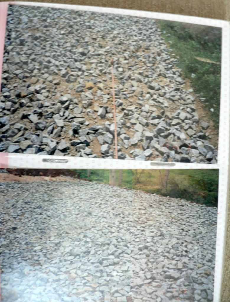 Pictures of stone gravel before and after compression