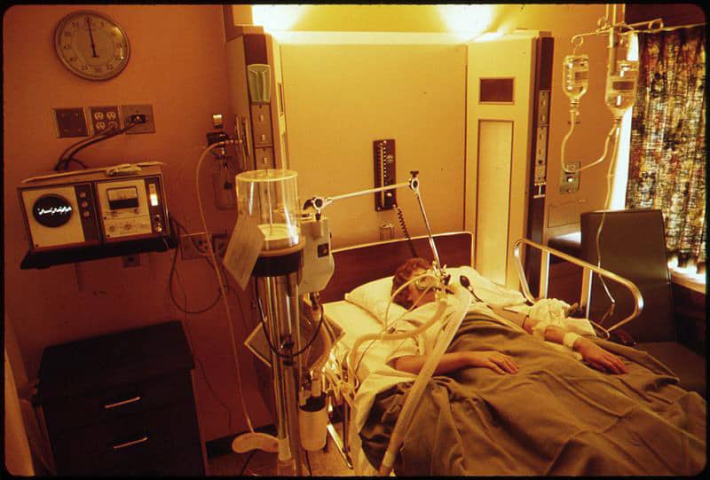 Patient in a hospital room
