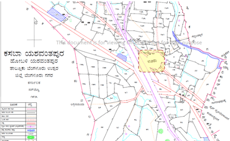 A district map of Bangalore in 1905. Source: landrecords.karnataka.in (published by Revenue Survey Office). Colour overlay done by Meghana Kuppa indicating the Yashwanthpur “ooru”.
