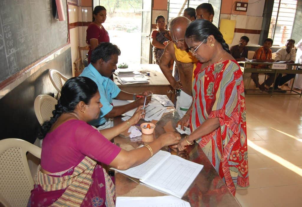 Voting underway in a polling booth