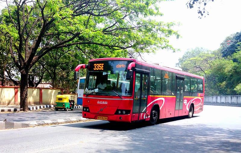 A BMTC bus on Bengaluru roads.