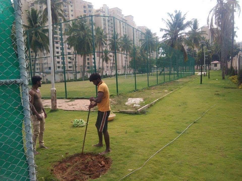 A recharge well being dug at Mantri Espana, an apartment complex in Bellandur