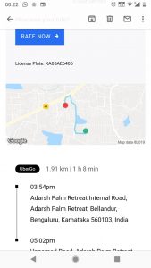 A 2km drive takes more than an hour. A screenshot of a recent Uber trip by a resident. 