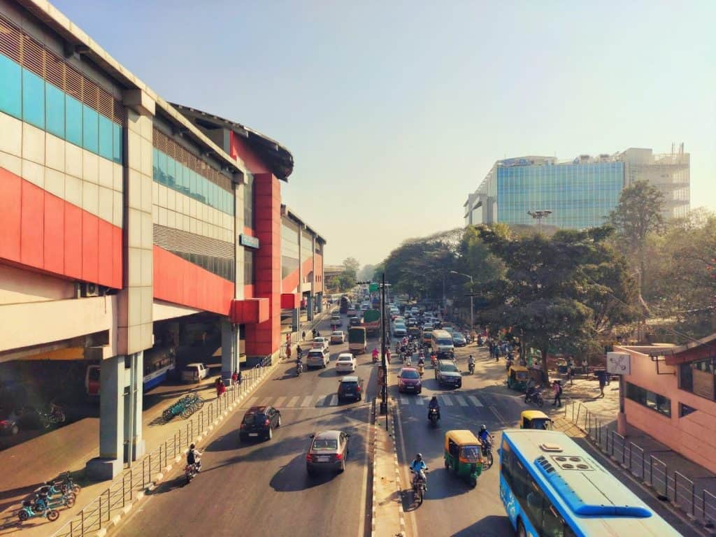 cars and bikes on the roads of Bengaluru
