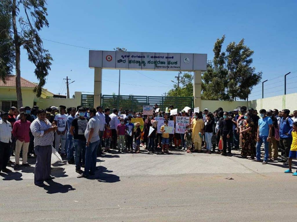 Residents protesting the WTE plant at Chikkanagamanagala