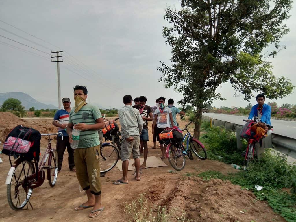 Laid-Off construction workers in Bangalore cycling all the way to Motihar, Bihar. Migrant Workers and Shramik Trains Bangalore