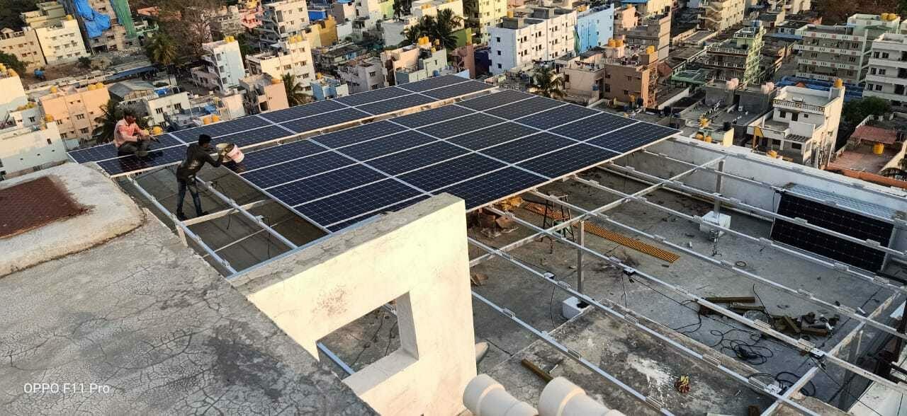 Installation of a rooftop solar plant in Trifecta Starlight apartment, Mahadevapura. 