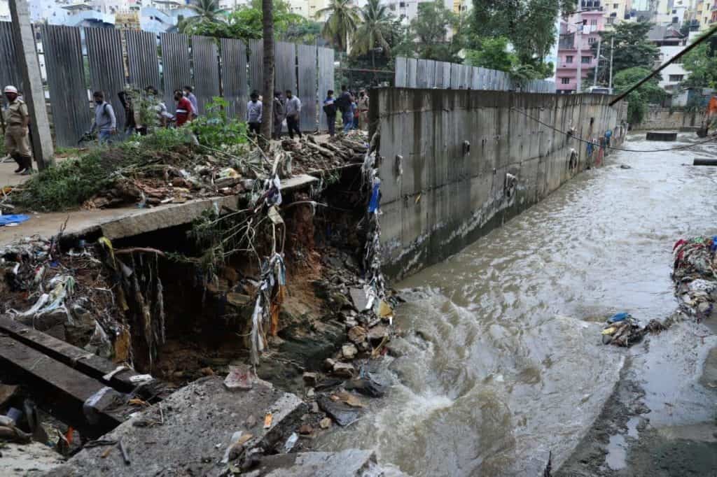 A collapsed drain after rains in October 2020