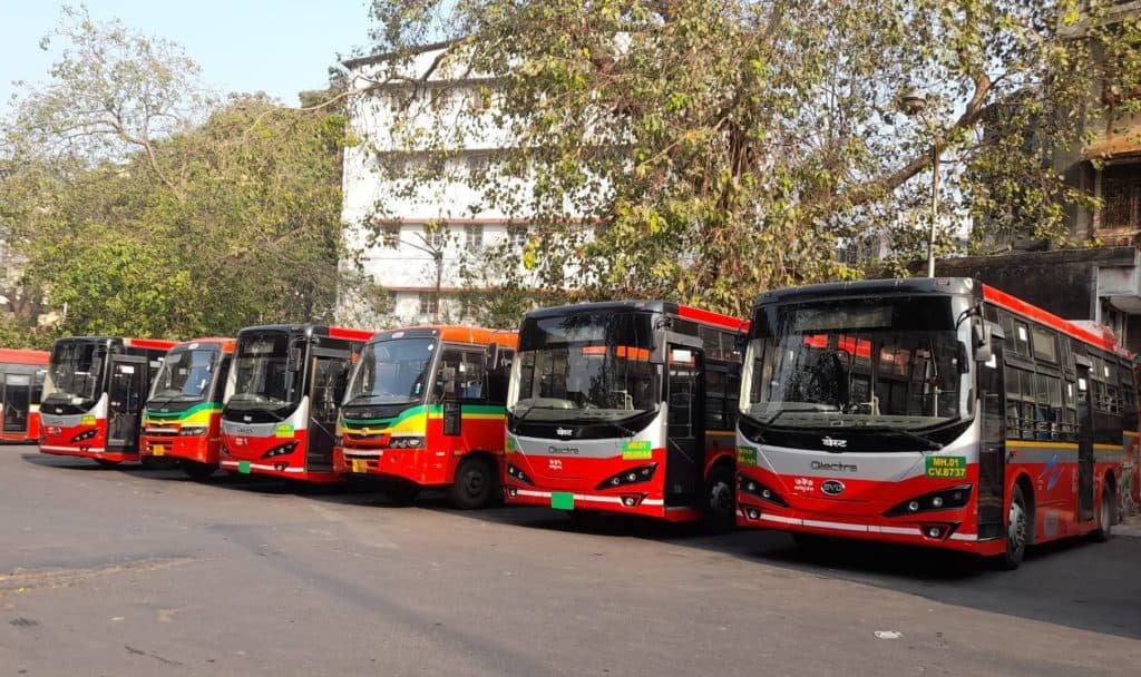 Fleet of Tata and Olectra buses at Sion
