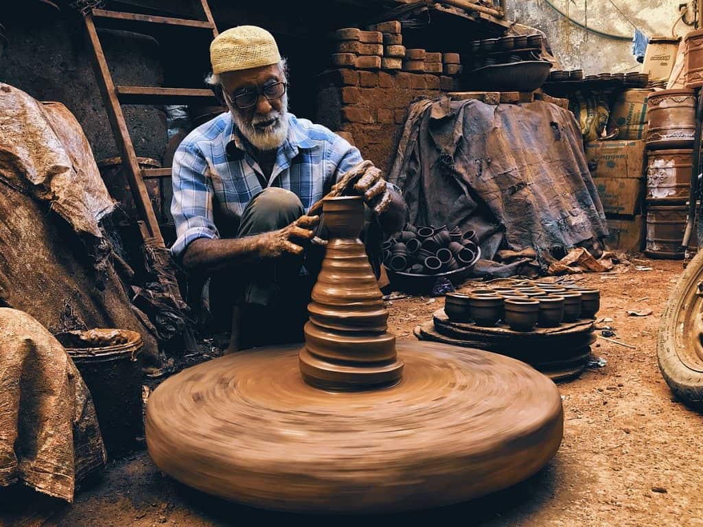 Man making pottery