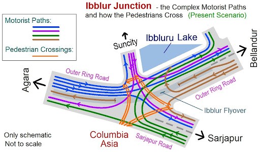 Iblur Junction - Pedestrian crossings and Motorist paths