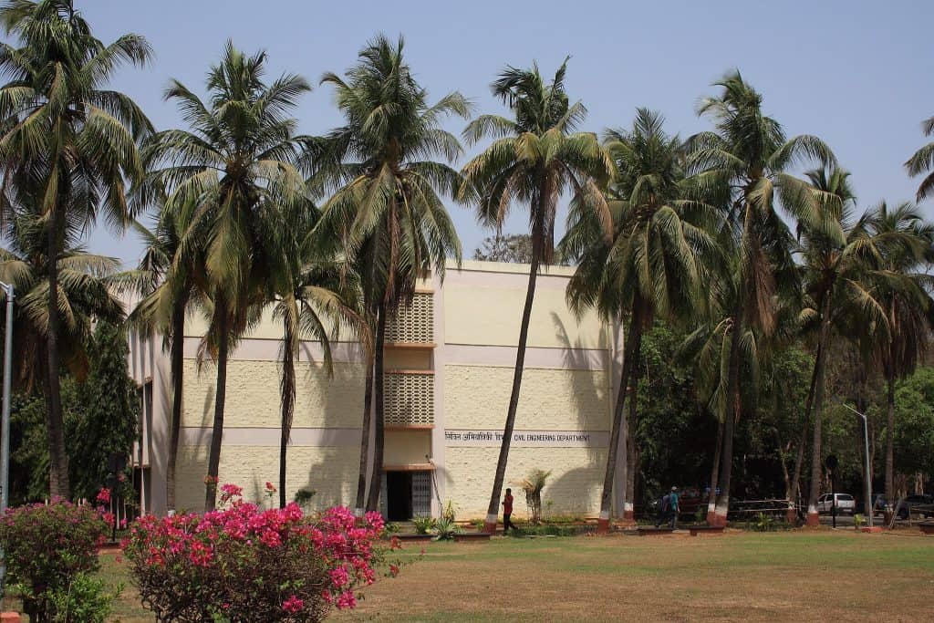 Civil engineering building of IIT-Bombay, slightly hiding behind trees
