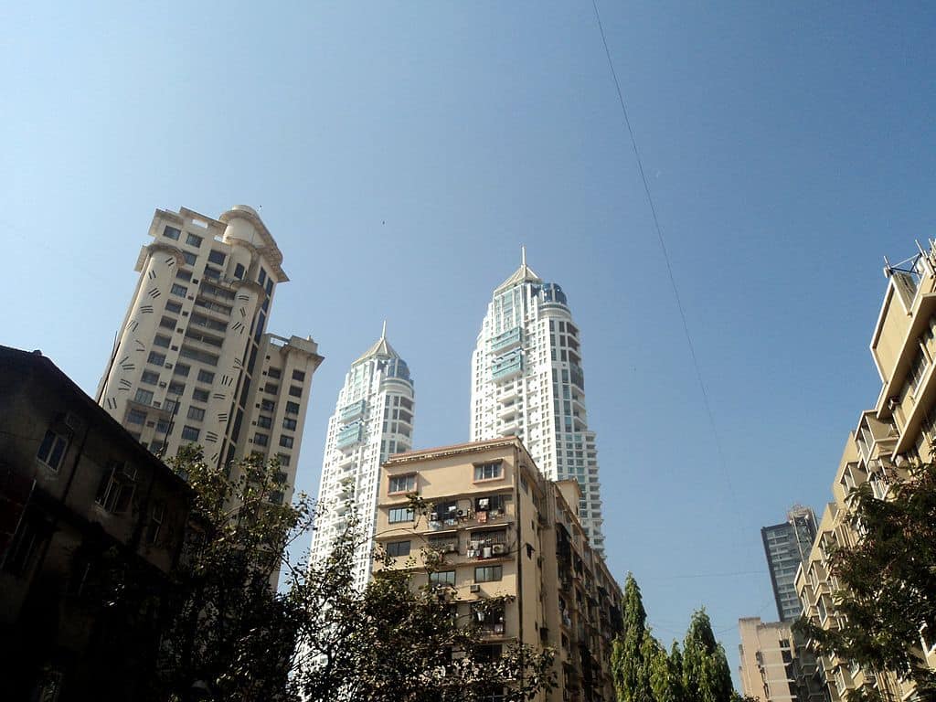 View of the top of Mumbai buildings