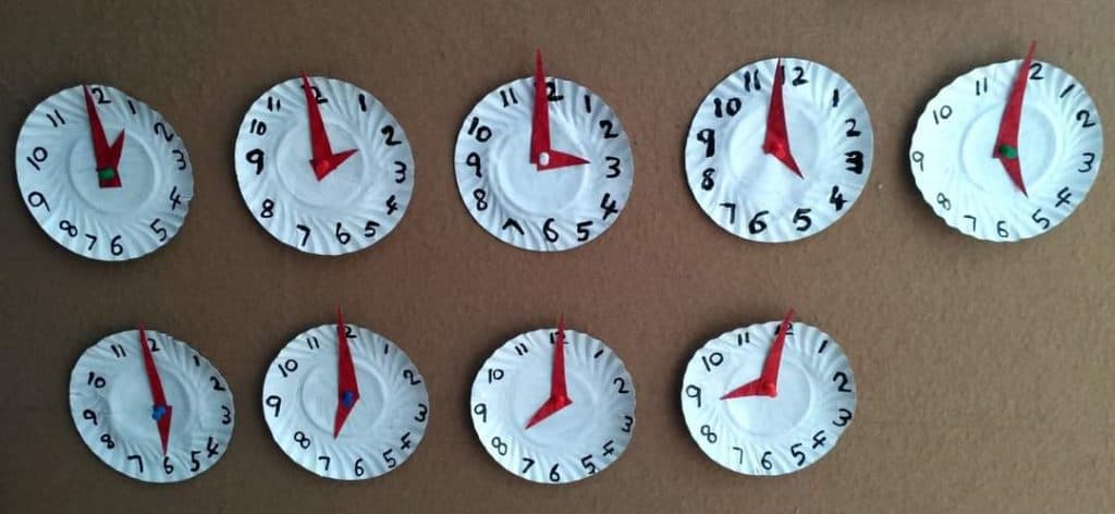 clocks made by preschool and daycare children