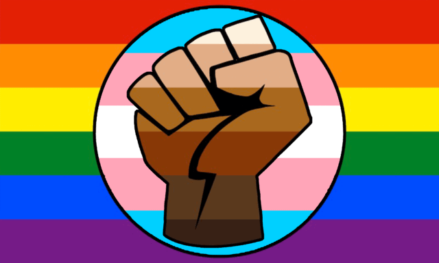 the lesbian, gay and trans pride flag