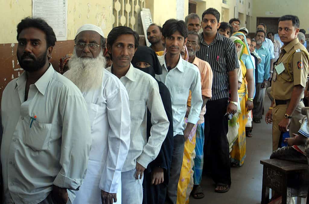 voters in Mumbai waiting to cast their votes 