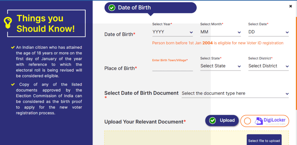 Registering to vote form online through voter portal