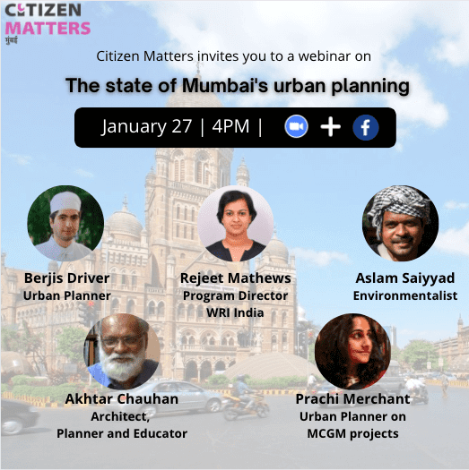 poster for the webinar, 'The state of Mumbai's urban planning', by citizen matters