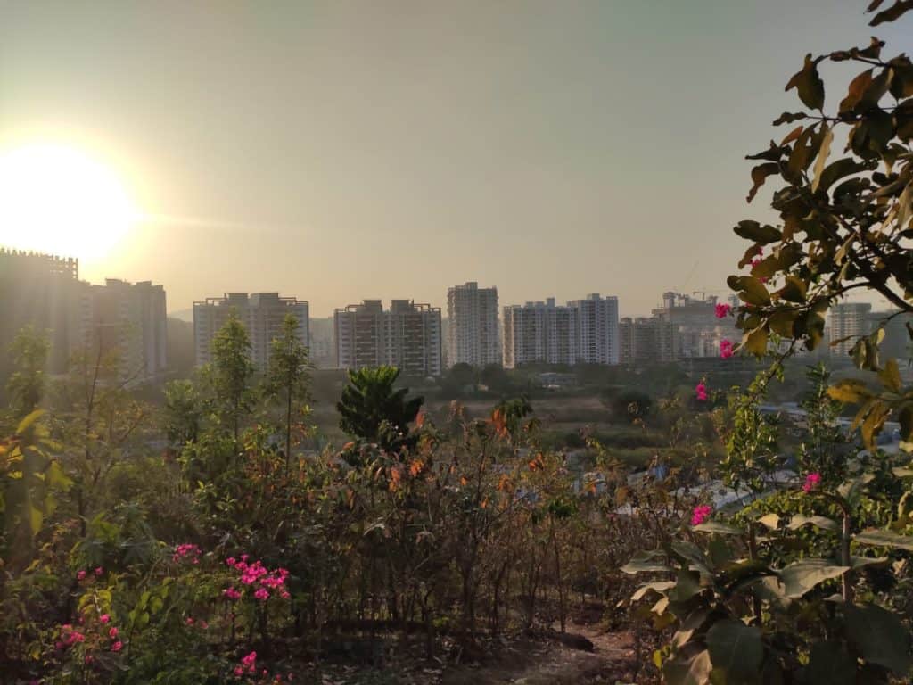 view of buildings in Vashi Navi Mumbai from a hill