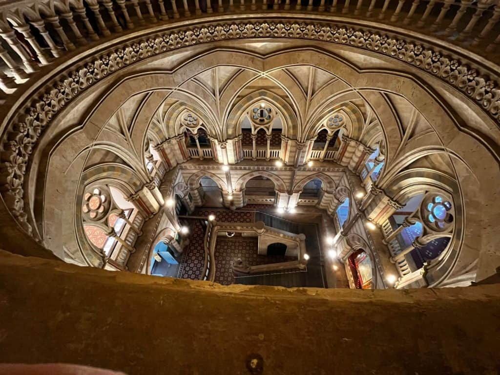 A view from the dome of the BMC building, looking onto the main stairway and arches