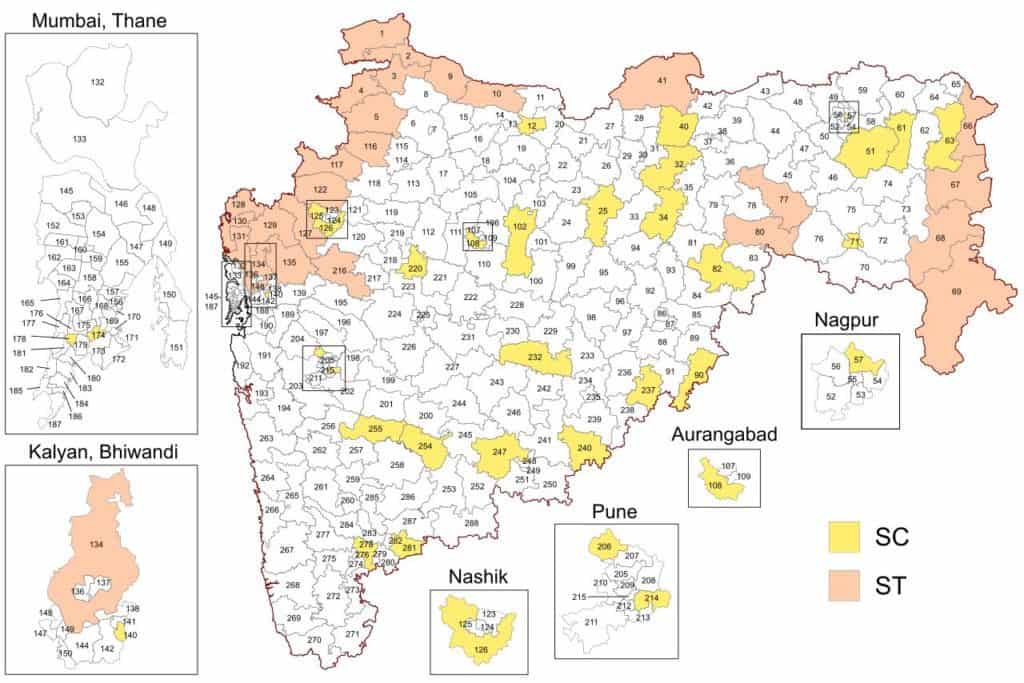 State legislative constituencies on a Maharashtra map