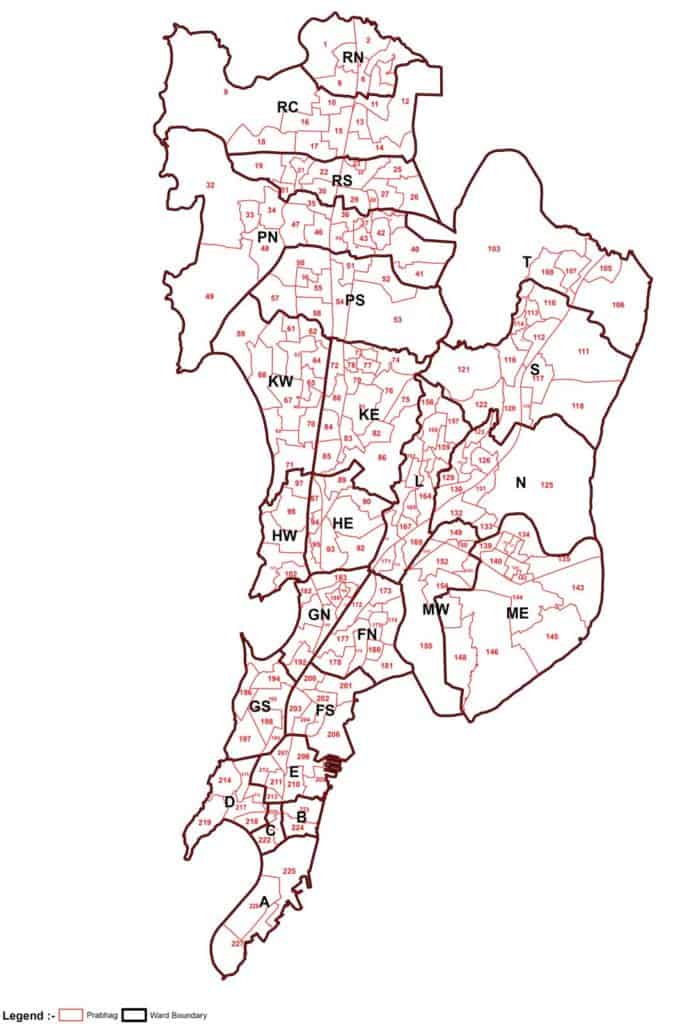 Mumbai map with current ward and constituency boundaries