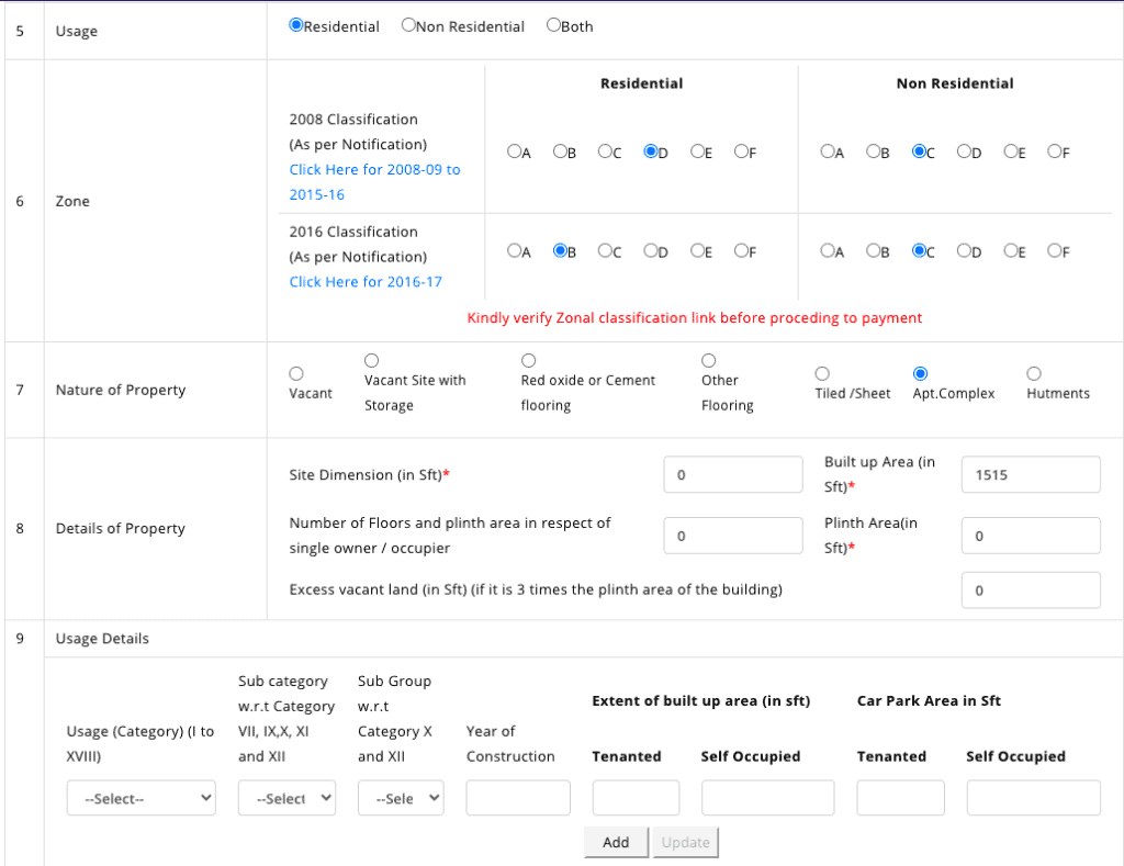 BBMP Property tax form IV