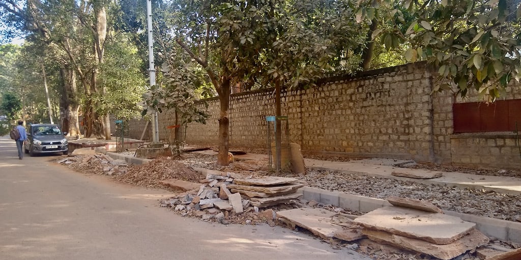 Incomplete footpath works in Malleswaram