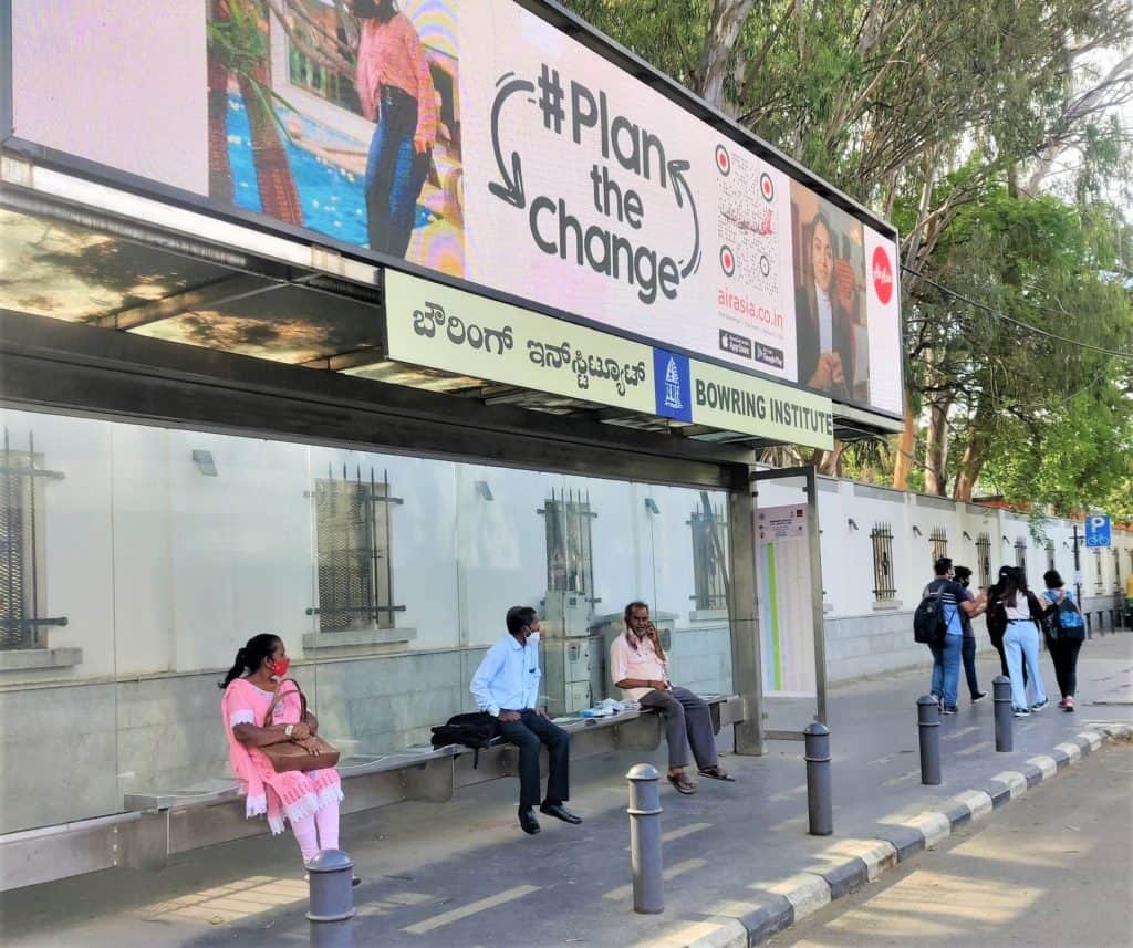 Bowring Institute bus stop in Bengaluru