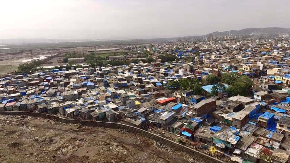 An aerial view of the slum cluster Shivaji Nagar