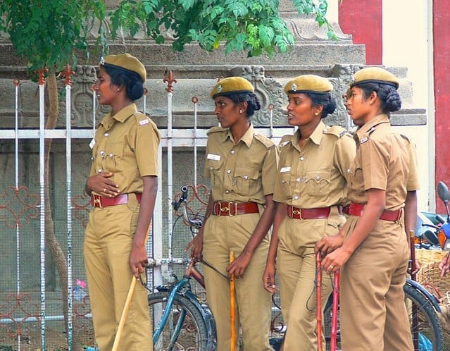 four policewomen on duty