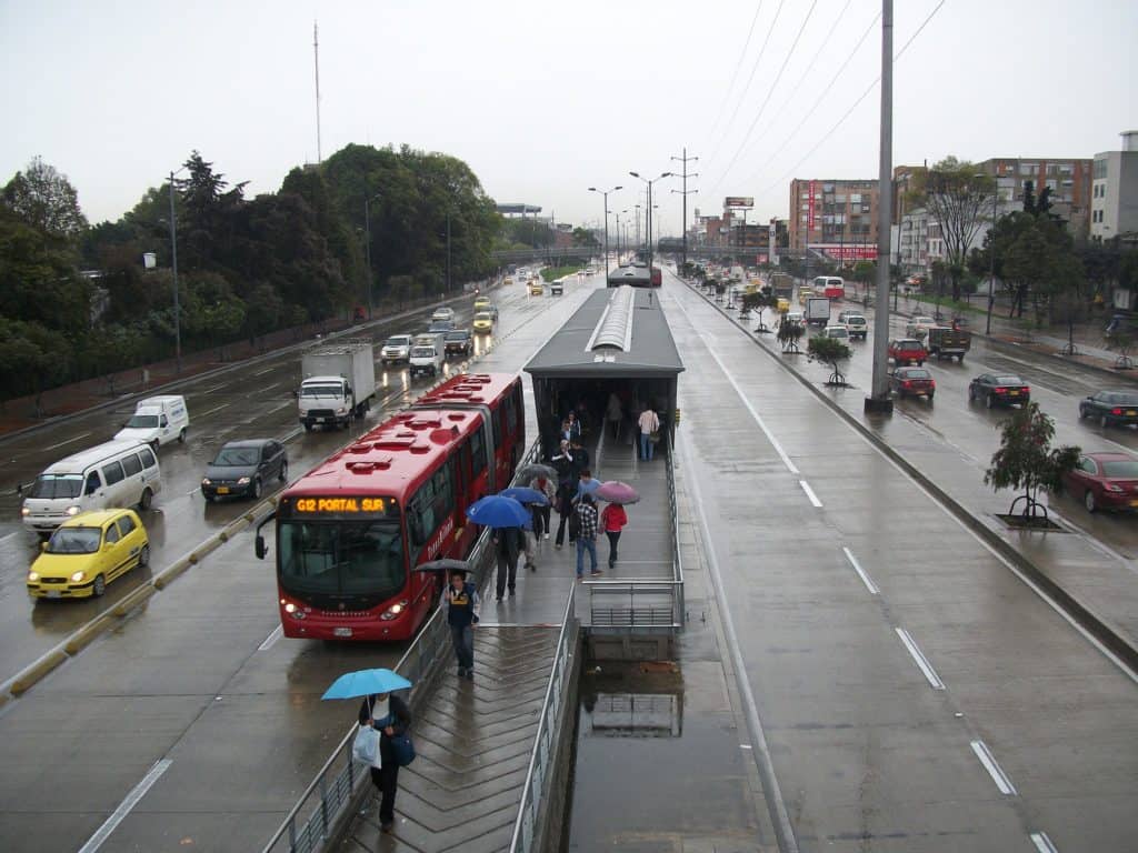 The bus rapid transit system TransMilenio in Bogota, Columbia 