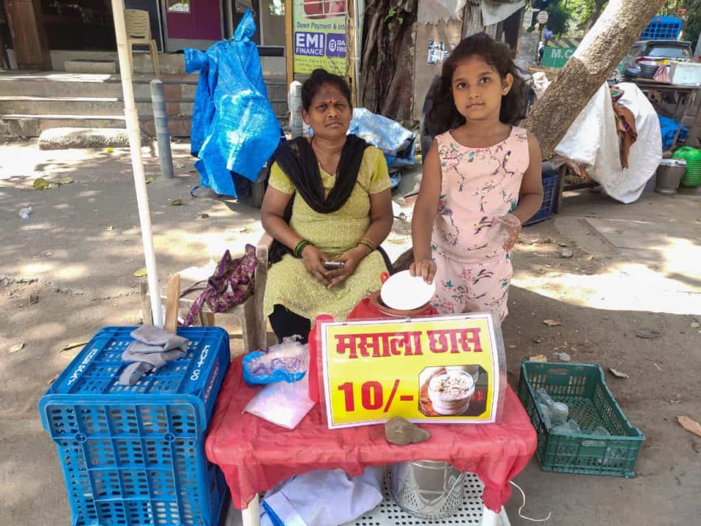 A buttermilk stall run by a mother and daughter.