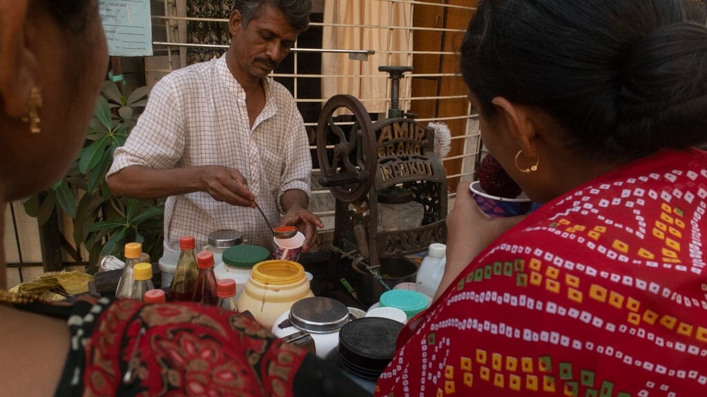 A gola stall with a gola being made and one enjoyed