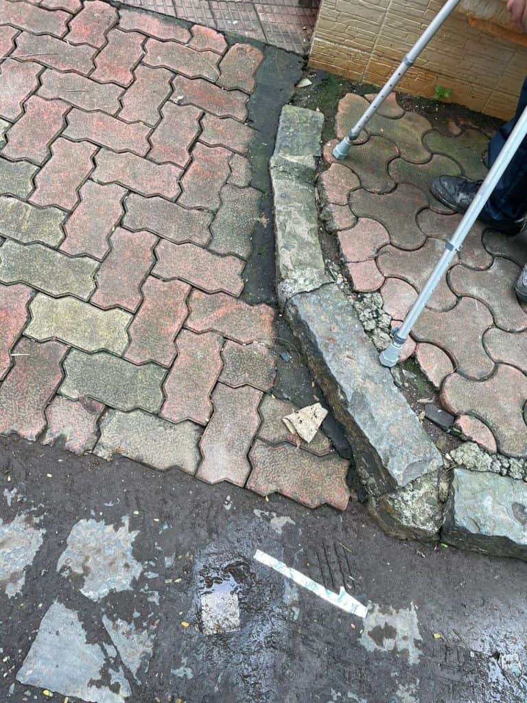 a poorly built footpath in Dadar