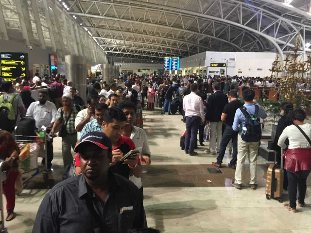 long queue at the Chennai airport