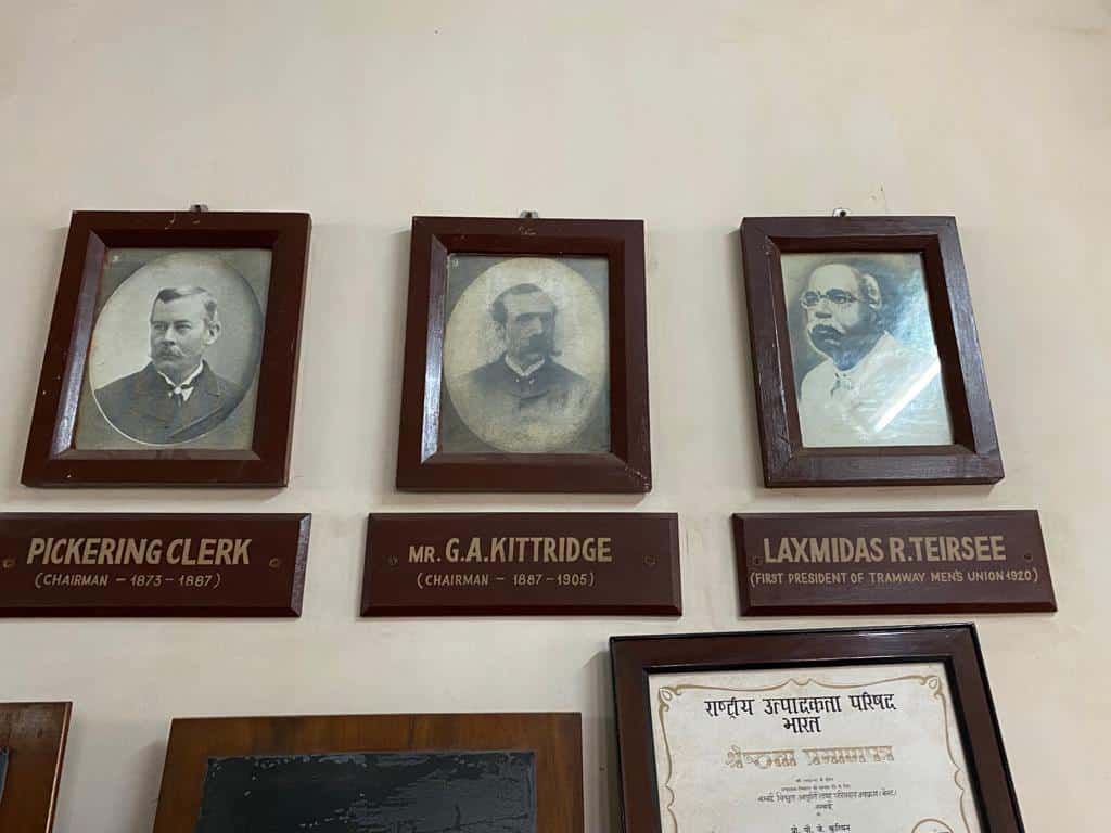 photo frames of Laxmidas Teirsee, tramway men's union president and chairpersons of the Tramway service, Pickering Clerk and G.A. Kitteridge