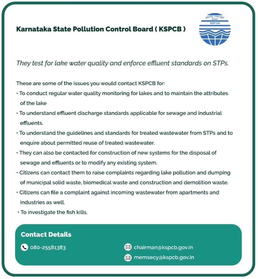 KSPCB tests for lake water quality and forces effluent standards on STP