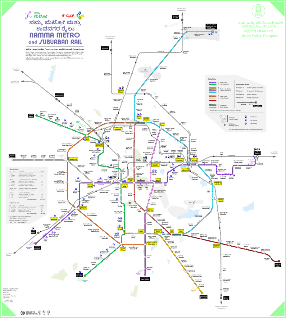Schematic diagram  of rail-based transport in Bengaluru