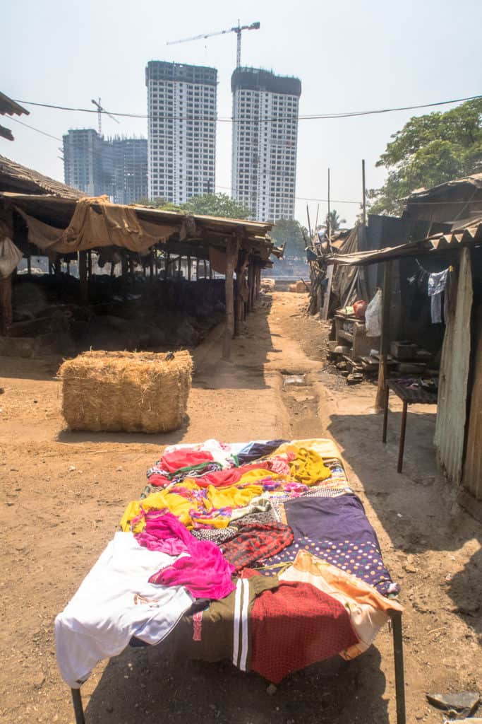 view of high-rise buildings in Mumbai from a slum