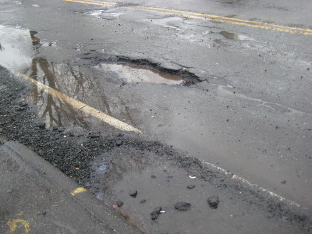 a pothole on a road in mumbai