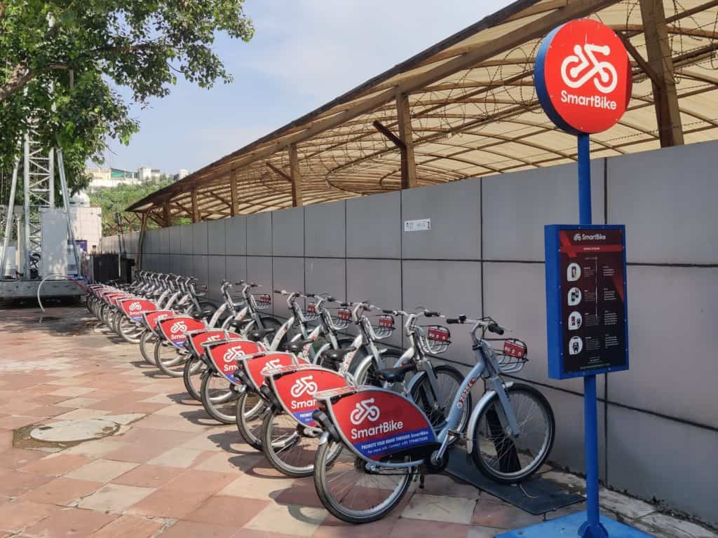 A smart bike facility in Connaught Place., New Delhi.