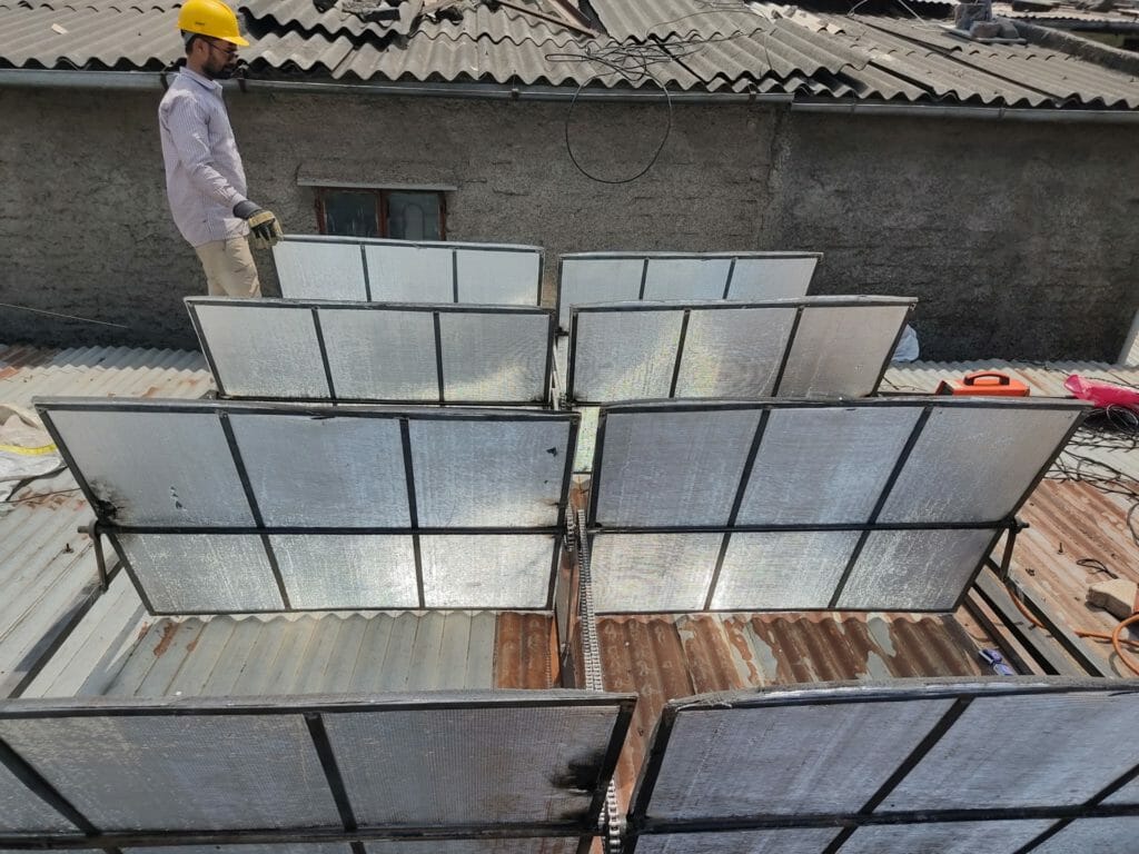 Alufoil panels used for an installation in Pune's Shinde Vasti