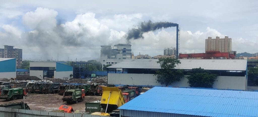 Smoke billowing from the biomedical waste treatment plant