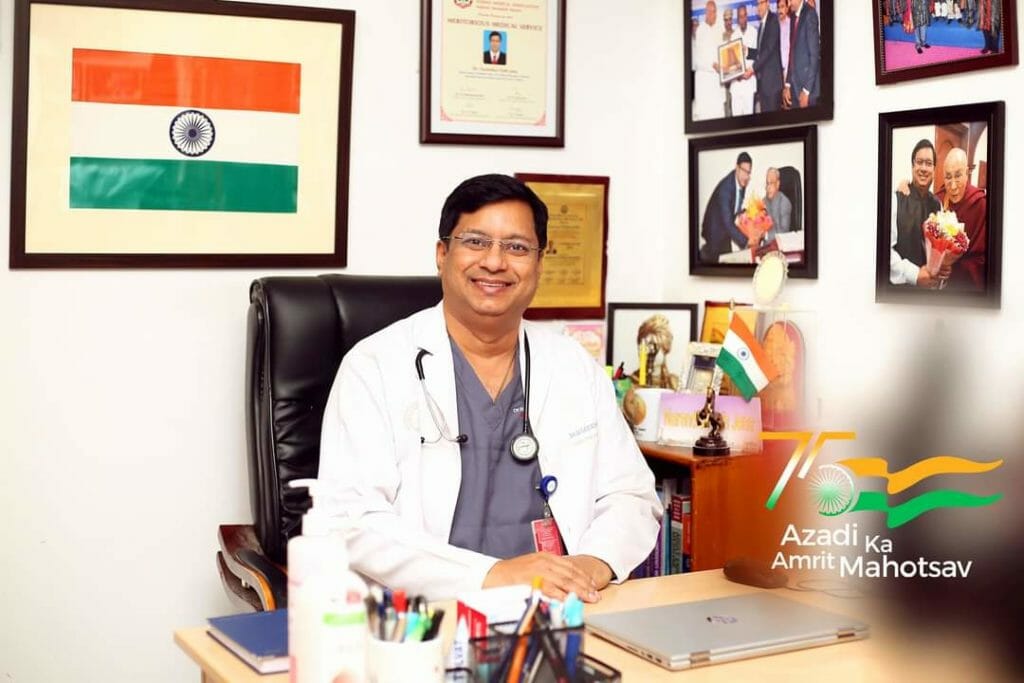 A photo of Dr Narendranath Jena in his office