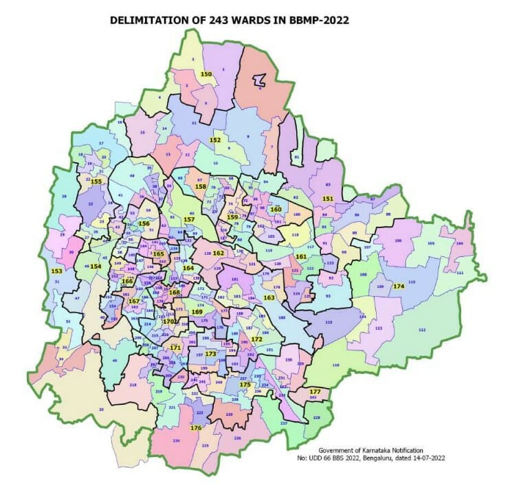 BBMP map of earlier 198 wards