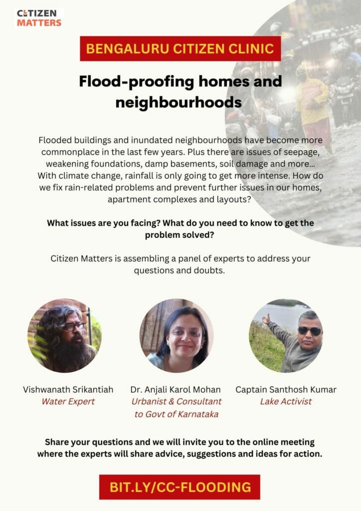 Poster for Bengaluru Citizen Clinic: Flood-proofing homes and neighbourhoods 