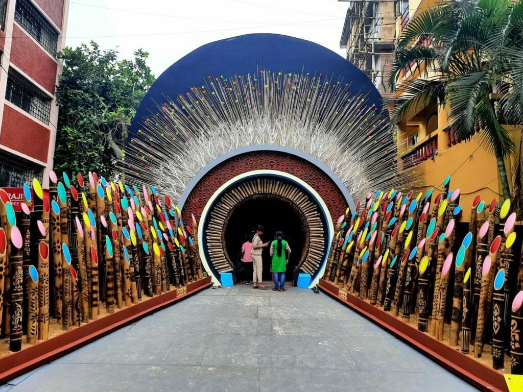 A Durga Puja pandal in Hindusthan Park Kolkata, October 2022