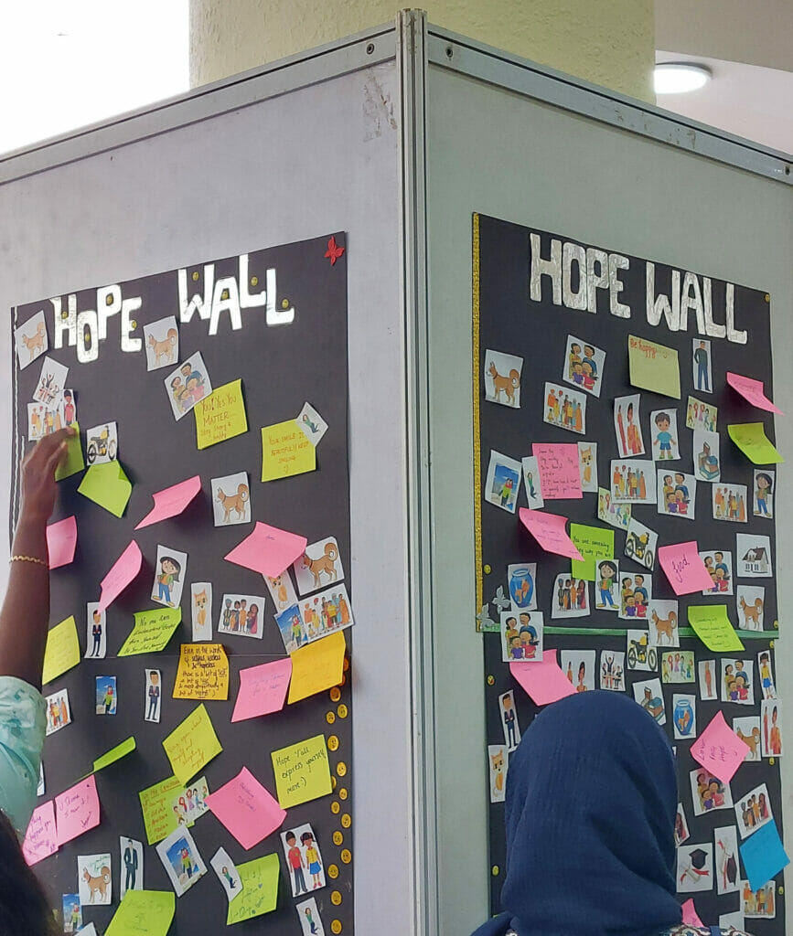 A 'Hope Wall' at the NIMHANS mental health santhe organised on November 3 2022 
