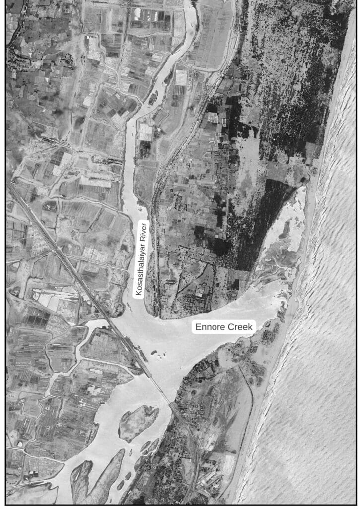 1965 map of ennore pulicat wetlands